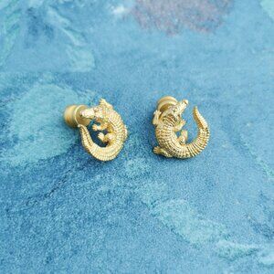 Julie Vos Alligator Gold Stud Earrings